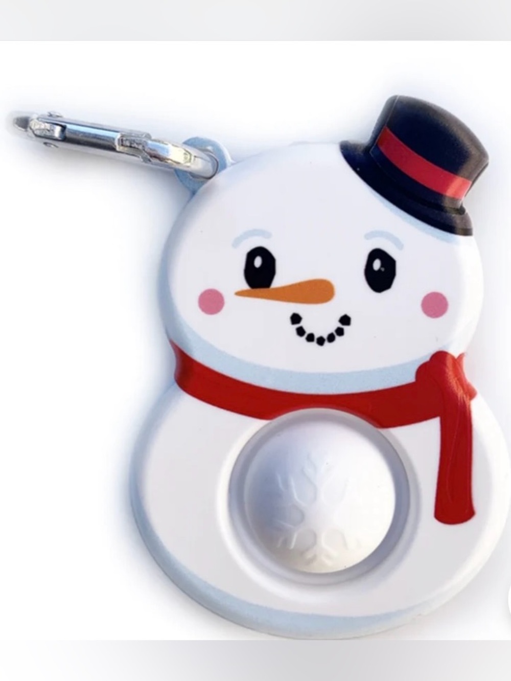 Snowman Fidget Popper Keychain Toy - White & Red
